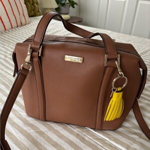 Kate Spade Brown Leather Crossbody Bag with Yellow Leather Tassel